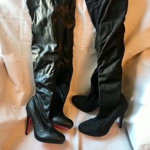 2 sets Over The Knee Boots (Faux leather & suede)